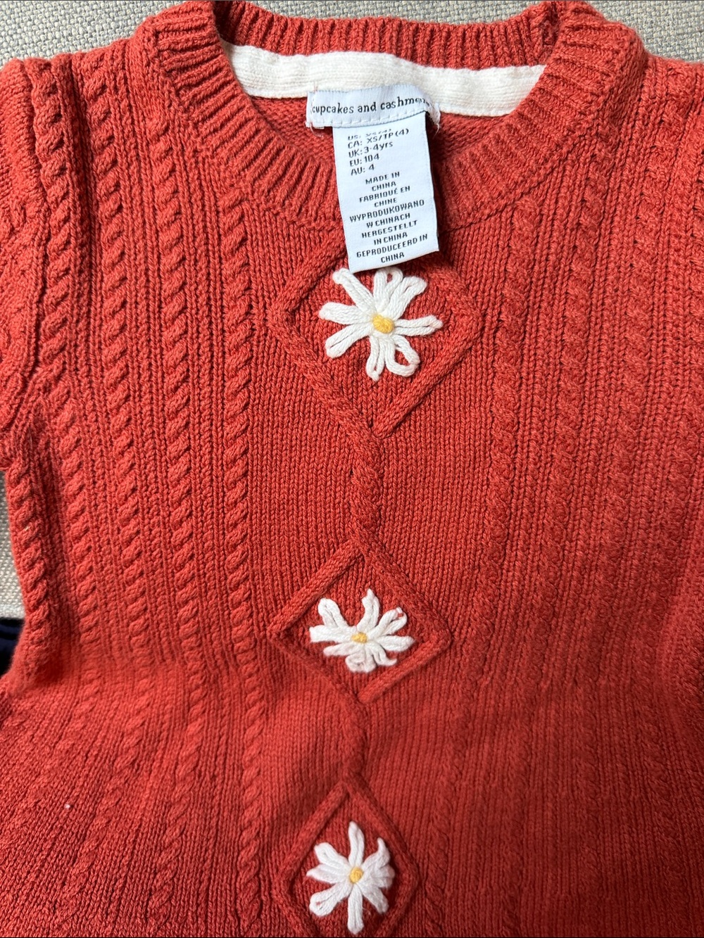 Cupcakes and Cashmere Toddler's Daisy Coral Cable Knit Sweater Dress - Picture 2 of 14